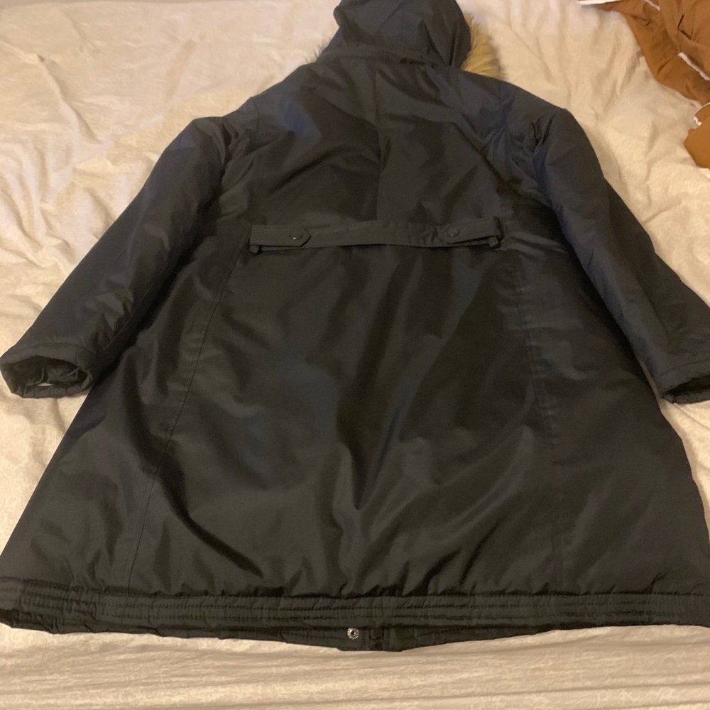 coat w/ faux fur trimmed hood